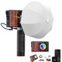 Imagem de Kit Iluminador Led Colbor W60r Rgb + Softbox Cs25 Lanterna + Grip Bateria Pg99