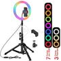 Imagem de Kit Iluminador Luz Led Ring Light Rgb Colorida 1026Cm Tripé