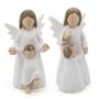 Imagem de Kit Imagem 1 Anjo da Guarda Branco com Menino e 1 Anjo da Guarda Branco com Menina  Resina 6,5 cm