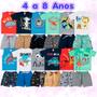 Imagem de Kit Infantil 8 Peças Roupa Infantil 4 Camisetas/ Regatas 4 Shorts Moletinho ou Tactel