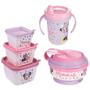 Imagem de Kit infantil caneca com bico, conjunto 3 potes e pote papinha com amassador Minnie Plasutil