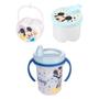 Imagem de Kit infantil caneca com bico, porta leite em pó, e porta chupetas Mickey Plasutil