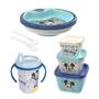 Imagem de Kit infantil caneca com bico, prato térmico, e conjunto 3 potes Mickey Plasutil