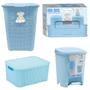 Imagem de Kit Infantil Cesto 30L, Caixa 18L, Lixeira 6L, Kit 3x1 Azul