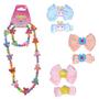 Imagem de Kit infantil colorido colar pulseira missangas laco presente