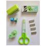 Imagem de Kit Infantil de Papelaria: Tesoura Redonda Sem Ponta + Mini Grampeador + Washi Tape  cor verde