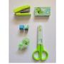 Imagem de Kit Infantil de Papelaria: Tesoura Redonda Sem Ponta + Mini Grampeador + Washi Tape  cor verde