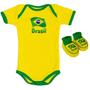 Imagem de Kit Infantil Torcida Baby Brasil Curto Body + Pantufa