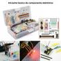 Imagem de Kit Inicial Arduino Com Placa De Prototipagem, Cabos, Resistores E 830 Componentes Para Eletrônica