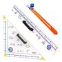 Imagem de Kit Instrumentos Geométricos 4Uni Escolar Gis Com Giz Stalo