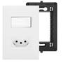 Imagem de Kit Interruptor Paralelo Blue LED e Tomada 10A Com Placa e Suporte 4x2 Branco Pial Plus+