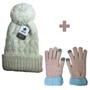 Imagem de Kit Inverno Feminino Com Luva De Frio Macia E Quentinha Touch Screen E Touca Tricô Com Pompom