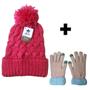 Imagem de Kit Inverno Feminino Viagem Europa Touca Pompom E Luva Touch