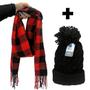 Imagem de Kit Inverno Frio Cachecol Xadrez Country E Touca Pompom