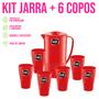 Imagem de Kit Jarra de Suco 1,8 Litros com Tampa + 6 Copos 300ml Água