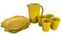 Imagem de Kit jarra suco + copo e prato quadrado grande colorido cozinha mesa servir resistente detalhe 2lts