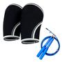 Imagem de Kit Joelheira Neoprene 7mm Preta e Corda Speed Aço Azul