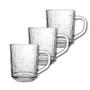 Imagem de Kit Jogo 3 Canecas Borboleta Vidro Transparente Casual Para Servir Café Chá Leite 246ml Class Home