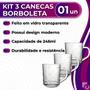 Imagem de Kit Jogo 3 Canecas Borboleta Vidro Transparente Casual Para Servir Café Chá Leite 246ml Class Home