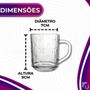 Imagem de Kit Jogo 3 Canecas Borboleta Vidro Transparente Casual Para Servir Café Chá Leite 246ml Class Home