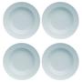 Imagem de Kit Jogo 4 Pratos Fundos Chevron Azul Porcelana Germer - 23,5 cm