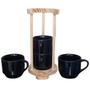 Imagem de Kit Jogo 4 Xicaras Café/Chá 200ml c/ suporte pinus - Preta