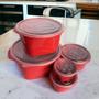Imagem de Kit Jogo 5 Pote Comida Alimento Hermético Vasilha Resistente
