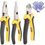 Imagem de Kit Jogo Alicates Universal 8" + Meia Cana 6" + Corte Diagonal 6" + Luva Pigmentada  Fertak
