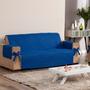 Imagem de kit jogo capa protetora de sofá com laço 3 lugares Azul