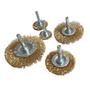 Imagem de Kit Jogo Com 5 Escovas de Aço Circular 25 38 50 63 75 mm com Haste - Lotus