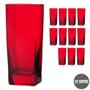 Imagem de Kit Jogo de 12 Copos Bali Quadrado 320ml Vermelho Luxo