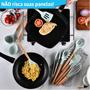 Imagem de Kit Jogo De Cozinha Silicone 12 Peças Utensílios Deluxe Cabo De Madeira Top