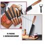 Imagem de Kit Jogo de Facas 6pcs Profissional Cozinha Chef + Afiador de Faca e Amolador Tesouras