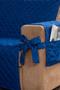 Imagem de kit jogo de sofá 2 e 3 lugares costurado com laço azul