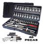 Imagem de Kit Jogo De Soquete Chave Catraca Reversível 1/4 46 Peças Bits Torx Maleta Completa Profissional