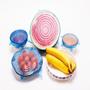 Imagem de Kit jogo de tampas em silicone para potes alimentos frutas vasilhas panelas ajustavel e flexivel