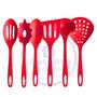 Imagem de Kit Jogo de Utensílios Cozinha 6 Peças Nylon Vermelho Pimenta Escumadeira Concha