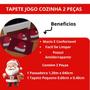 Imagem de Kit Jogo Tapete Cozinha 2 Peças Antiderrapante Emborrachado Natalino Gorro Papai Noel Vermelho