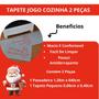 Imagem de Kit Jogo Tapete Sala Quarto Cozinha Passadeira 2 Peças Antiderrapante Emborrachado Merry Christimas Papai Noel Branco