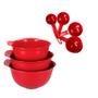 Imagem de Kit kitchenaid 3 tigelas bowls e 4 xicaras medidoras vermelha