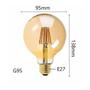 Imagem de Kit Lâmpadas Filamento Led 4w Retrô Globo Âmbar G95 E27 Bivolt