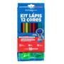 Imagem de Kit lápis de COR 12 cores com apontador e borracha resistente
