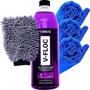 Imagem de Kit Lava Automotiva Shampoo Vfloc + Luva + Pano Microfibra