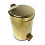 Imagem de Kit Lavabo Inox Dourado Lixeira 12L e Escova sanitaria Fineza