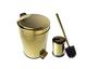 Imagem de Kit Lavabo Inox Dourado Lixeira 5L E Escova Easy Fineza