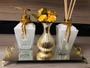 Imagem de Kit Lavabo Luxo Dourado Branco 4 Peças Aromatizador Sabonete