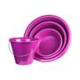 Imagem de Kit lavanderia bacia e balde rosa eco 4 peças analeni