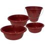 Imagem de Kit Lavanderia Lava Roupas 4Pç Com 3 Bacias 1 Balde Vermelho