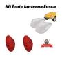 Imagem de Kit lente lanterna Fusca antigo rubi cristal