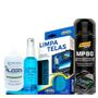 Imagem de Kit Limpa Telas 120ml com Pano Microfibra + Spray Limpa Contato 300ml Mundial Prime + Alcool Isopropilico 250ml com Bico Dosador